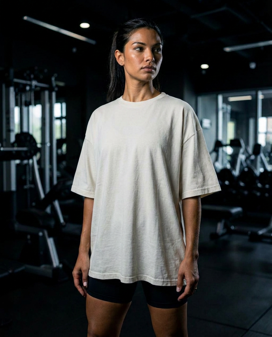 Athlete in a bone oversized pump cover